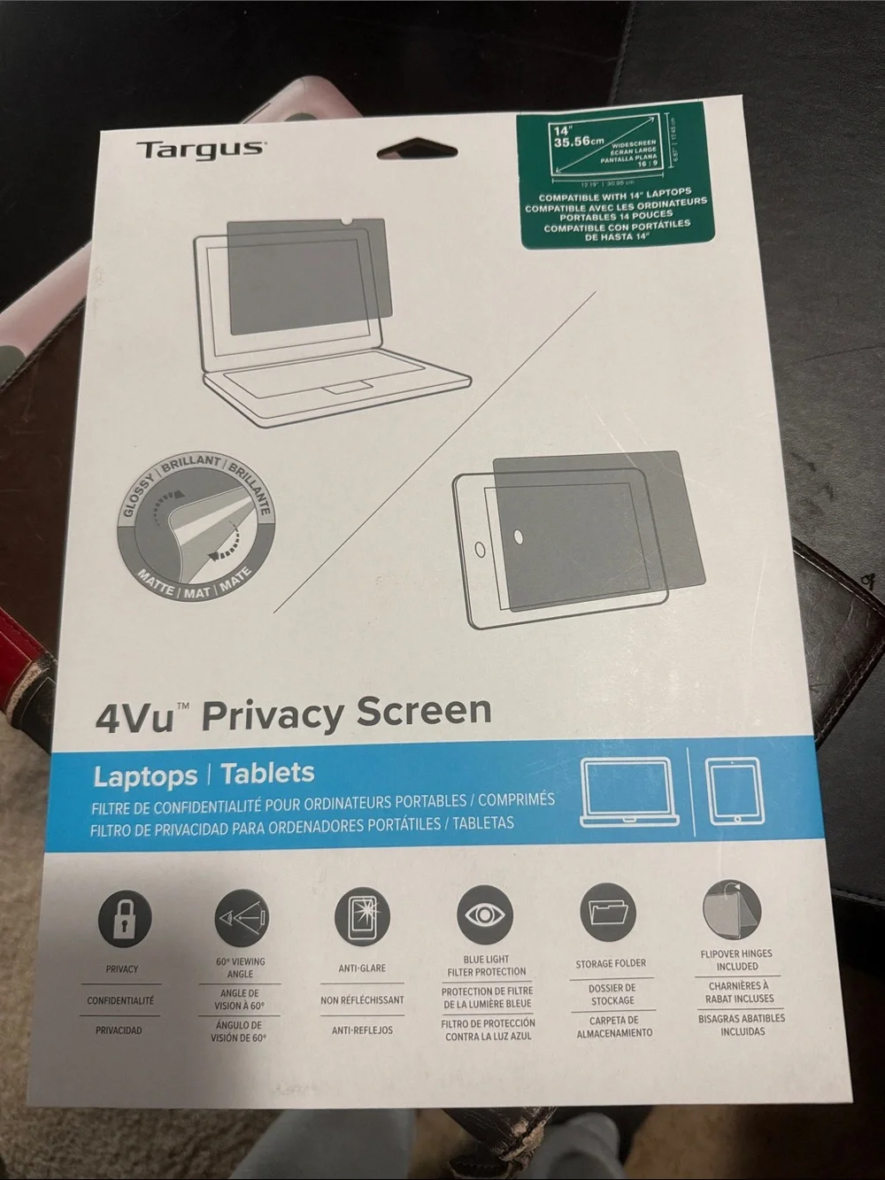 Targus 4Vu Privacy Screen for Laptops & Tablets - White with Blue Accents